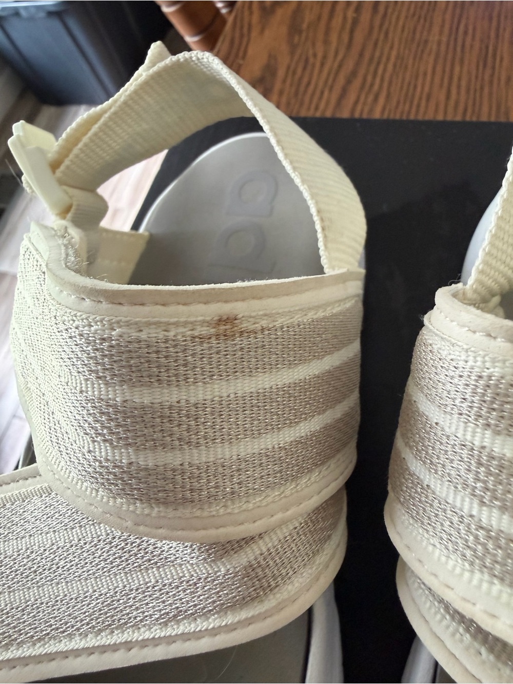 adidas Women's Beige and White Strappy Sandals - Picture 2 of 7